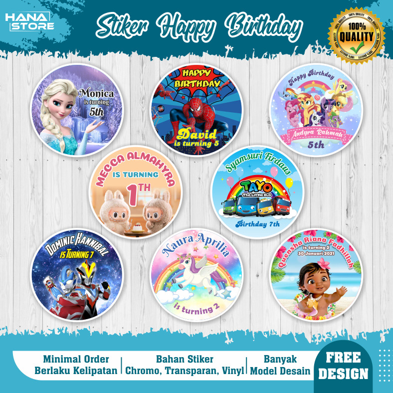 

Print Stiker Custom Bulat Ulang Tahun / Stiker Nasi Kotak Stiker Kotak Makan Stiker Happy Birthday