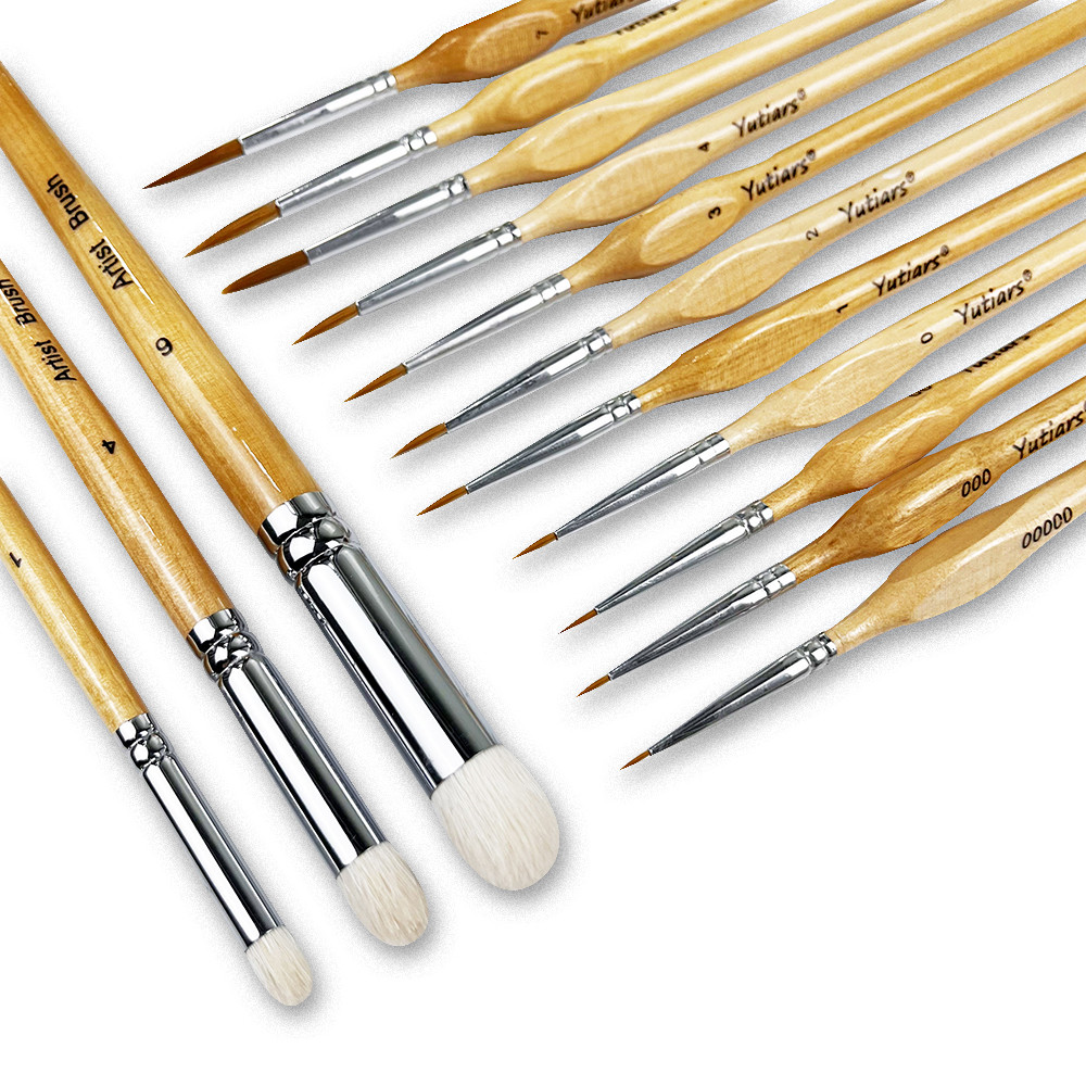 

Miniature Paint Brushes Set - Premium Goat Hair Dry Brushes for Model Painting, Domed Drybrush Kit for Scale Models & Miniatures