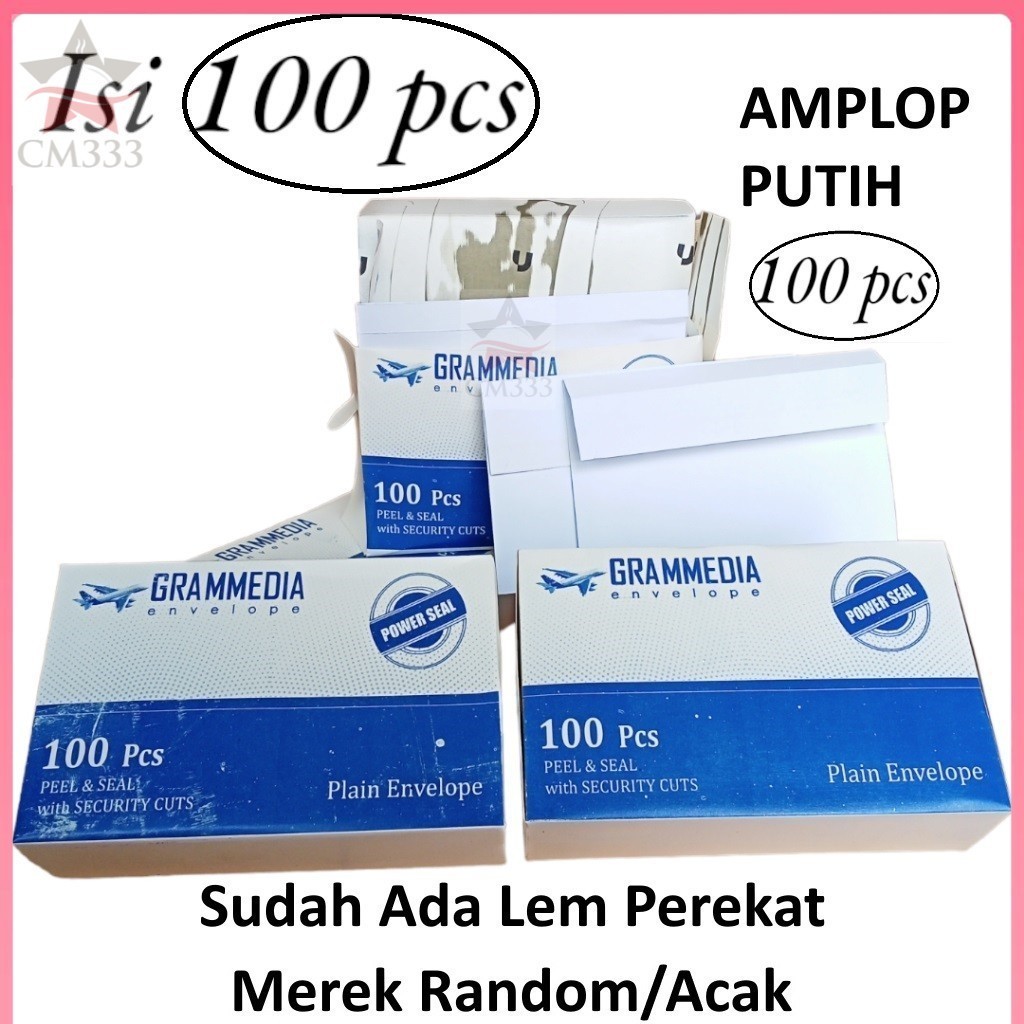 

Amplop Putih + Lem Perekat 100pcs