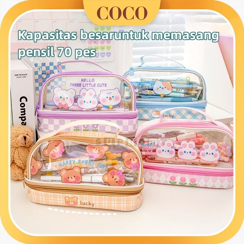 

Tempat Pensil Besar,Transparan PVC Pencil Case, Tas Pensil Murid Lucu,Kotak Pensil Anak Esthetis