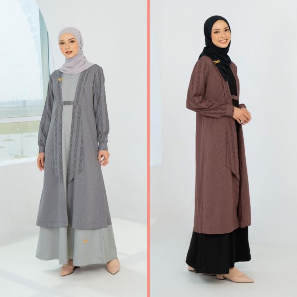 Gamis Sarimbit 2023 Chesa Brown Moslem Dress Motif Busui Friendly by NIBRAS