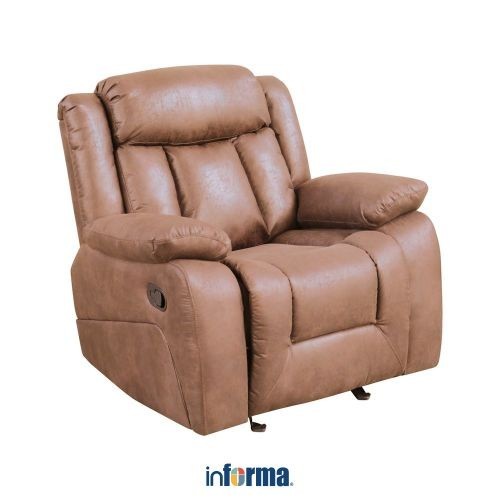 Informa Norton Sofa Recliner Rocking Fabric 1 Seater - Cokelat Tempat Duduk Rebahan Sofa Santai Ruan