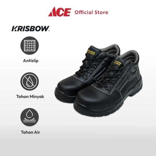 Ace Krisbow Ukuran 42 Hercules Sepatu Pengaman 6 inci Srss - Hitam Safety Shoes Pengaman Kaki Perlengkapan Industri Peralatan Keamanan
