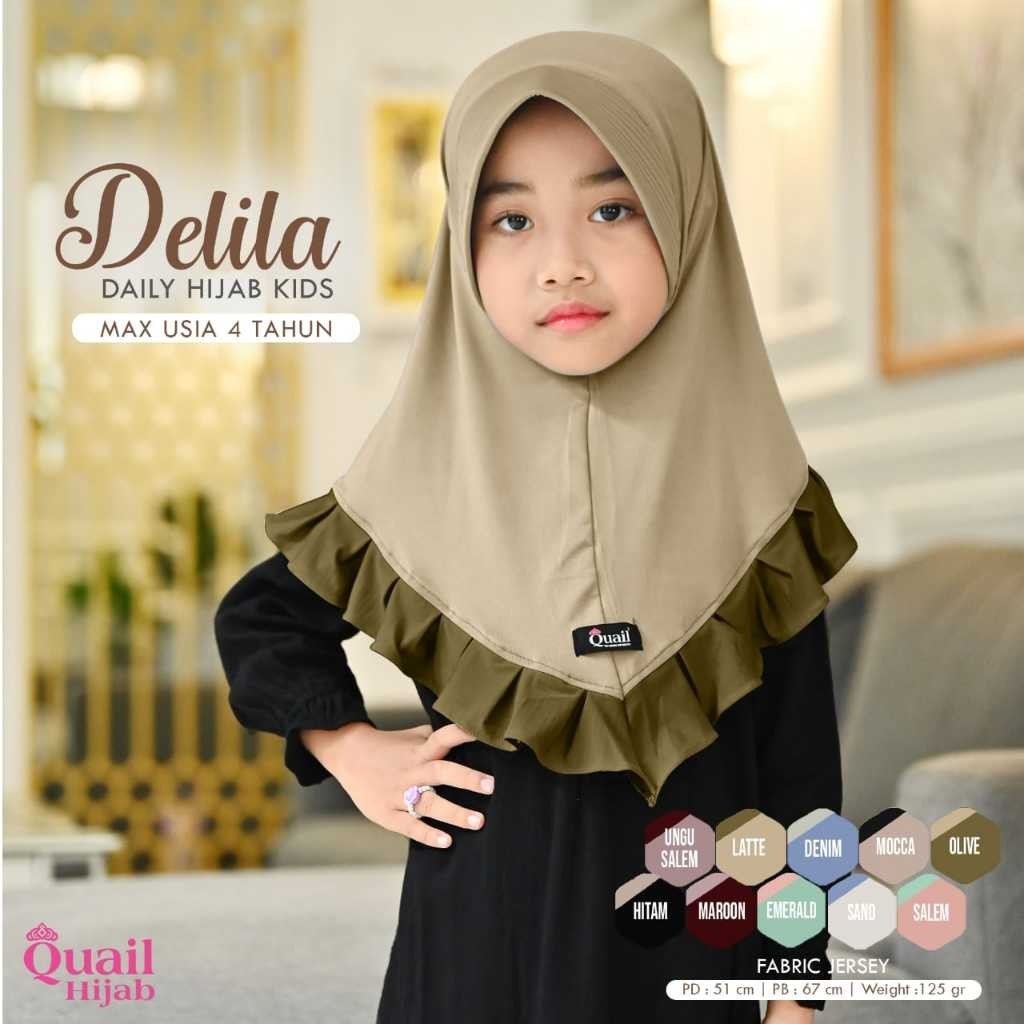 Delila Jilbab anak Original Quail Hijab Wanita Jersey Size Sesuai FOTO