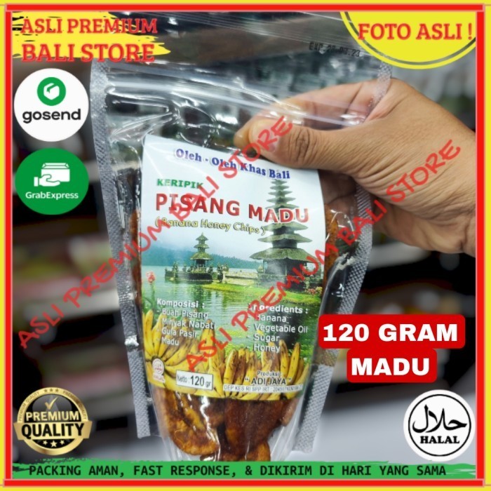 

OLEH OLEH MAKANAN CEMILAN CAMILAN SNACK KULINER KHAS ASLI ORI ORIGINAL BALI KERIPIK PISANG MADU 120 GRAM GR