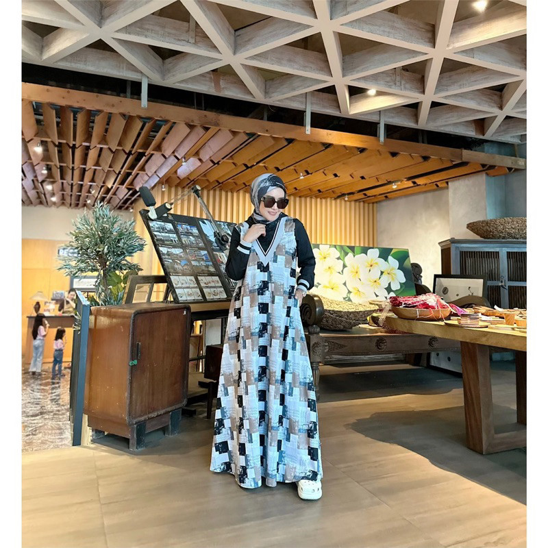 newpromoterbatas Paper Rib Dress Korina/ dress korina terbaru/ dress casual/dress printing