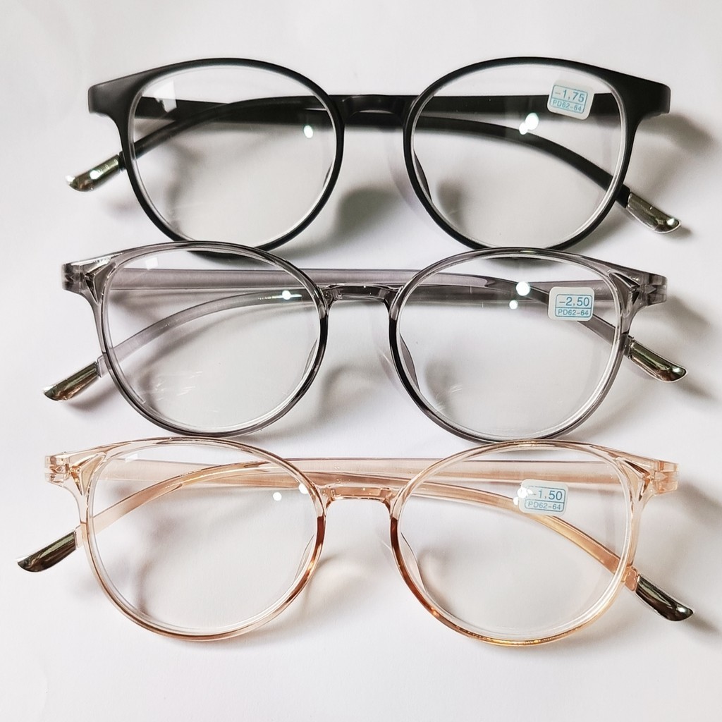 Kacamata Minus Pria Wanita Rabun Jauh Ukuran -0.50 s/d -4.00 warna Hitam Doff, Peach, Abu gagang Len