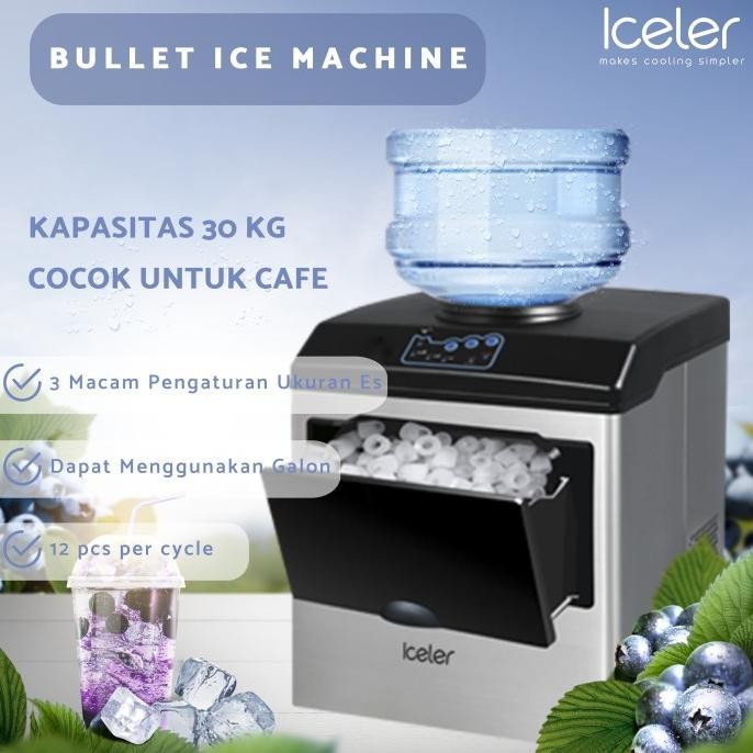 Mesin es batu kristal Iceler pembuat es 30KG/D terbaik untuk Cafe