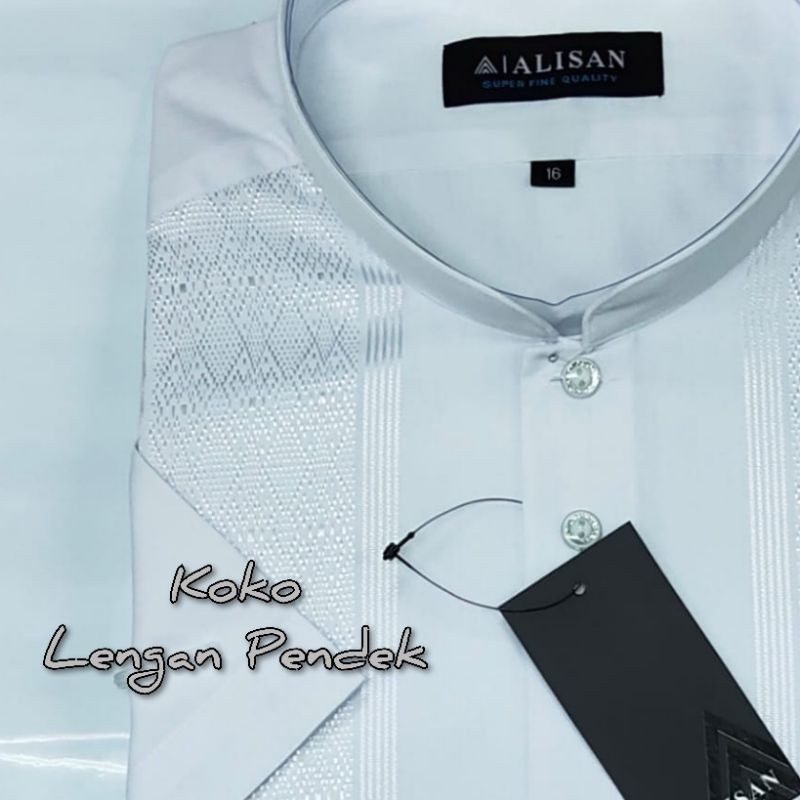 Baju Koko Alisan Bordir Lengan Pendek  (100% ORI)