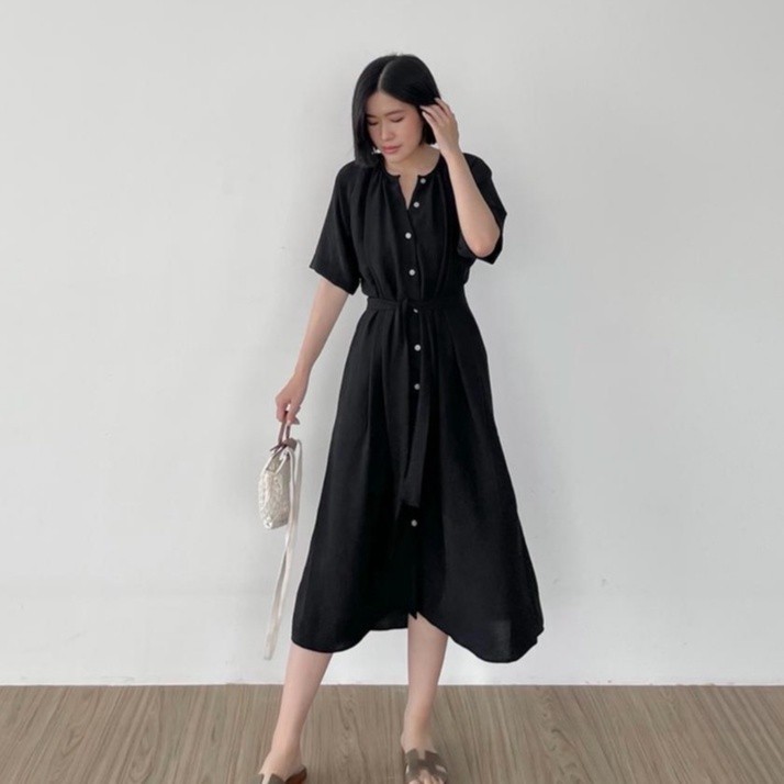 DAYS Matera Flowy Dress / Crinkle Flowy Dress / Dress Wanita / Dress Korea / Midi Dress / Crinkle Dr