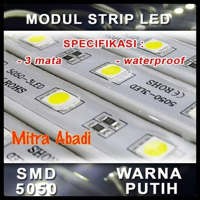 LED Modul 3 Mata Strip SMD 5050 Putih/White DC 12V