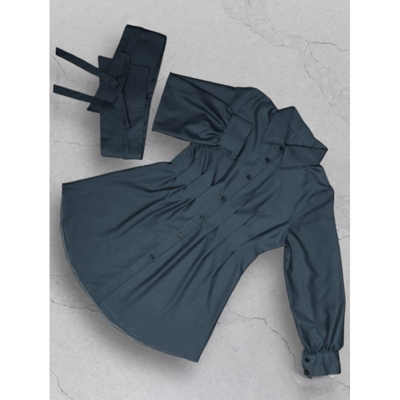 Oshine Top Longsleeve Blouse Semi Tunik Atasan Kemeja Wanita Polos Vintage Cassual Korean Look Dress