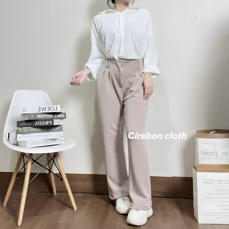 Cirebon Cloth - Ardella Pants | Kulot Kerja Highwaist | Loose Pants Scuba | Celana Kantor Wanita