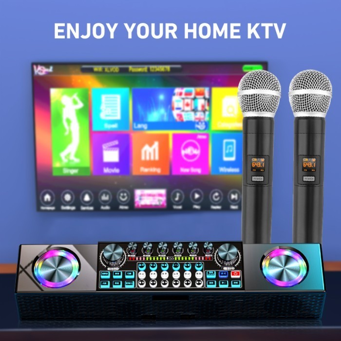 Sound card speaker all-in-one machine SY6 live sound card s K song wir - Putih