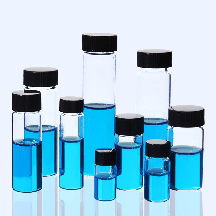 CUCI GUDANG HOT SALE 5PCS BOTOL KACA CLEAR KECIL 10 ML/20 ML/50 ML TUTUP ULIR HITAM BOTOL KACA