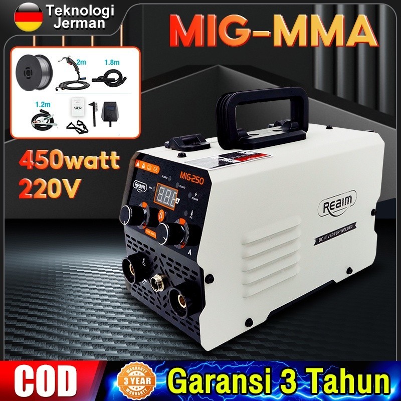 ✅Garansi ResmI Reaim Mesin Las Mig 450 Watt Las Listrik Welding Machine Mesin Travo Las Listrik Inventer Model: MIG-250