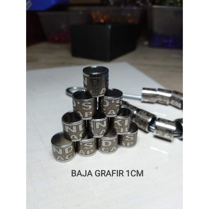 10 biji Ring burung merpati baja grafir Ring kaki burung merpati Pesan Nama, No hp Logo