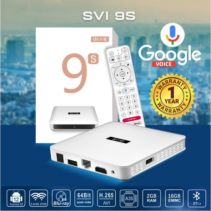 ANDROID TV BOX SVI CLOUD 9S 2GB/16GB 8K HDR 64BIT ANDROID 12