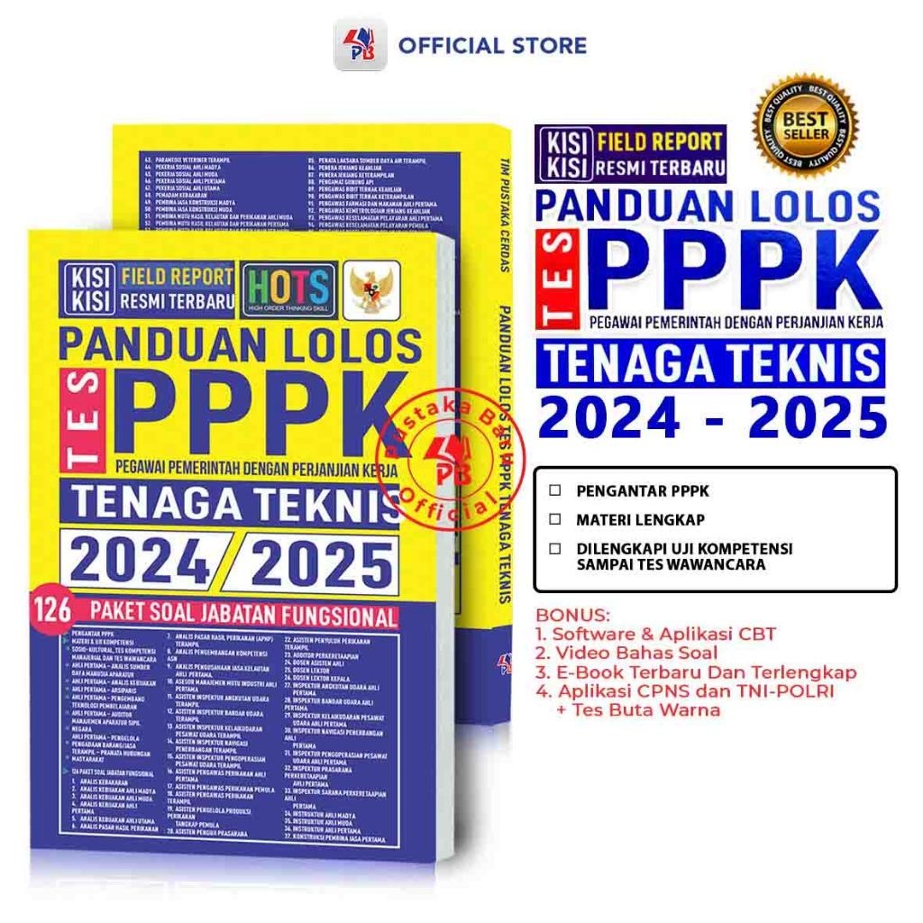

[PROMO MURAH] Buku PPPK 2024 2025 / Panduan Lolos Tes PPPK Tenaga Teknis 2024 2025, 126 Paket Soal Jabatan Fungsional
