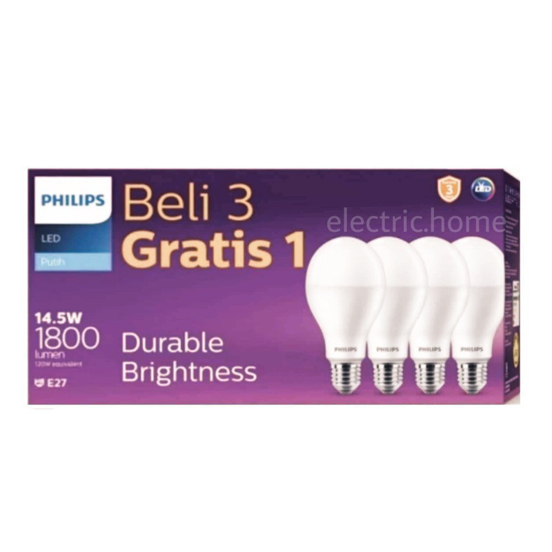PHILIPS LAMPU LED BULB MULTIPACK 14,5W 14.5W 14.5 WATT PUTIH / LAMPU LED PAKET PHILIPS 14,5 W PUTIH