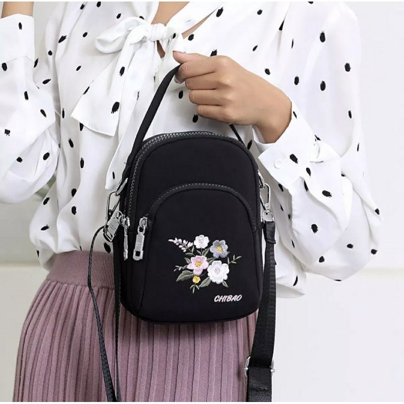 ❣️Promo❣️ TAS SELEMPANG BORDIR BUNGA WANITA - KAPSUL F | TAS SELEMPANG MINI CHIBAO KECIL TENGTENG DA