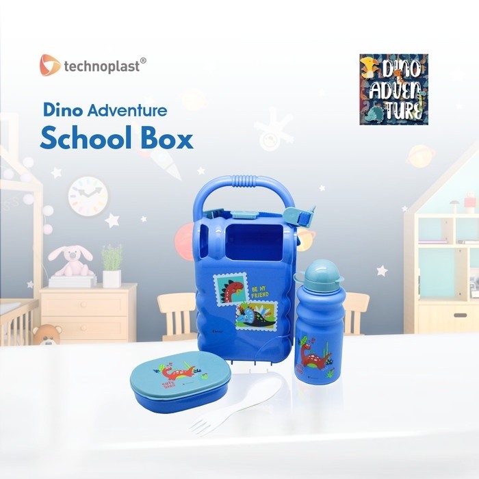 TECHNOPLAST Lunch Box Set School Box Dino Kotak Bekal & Botol