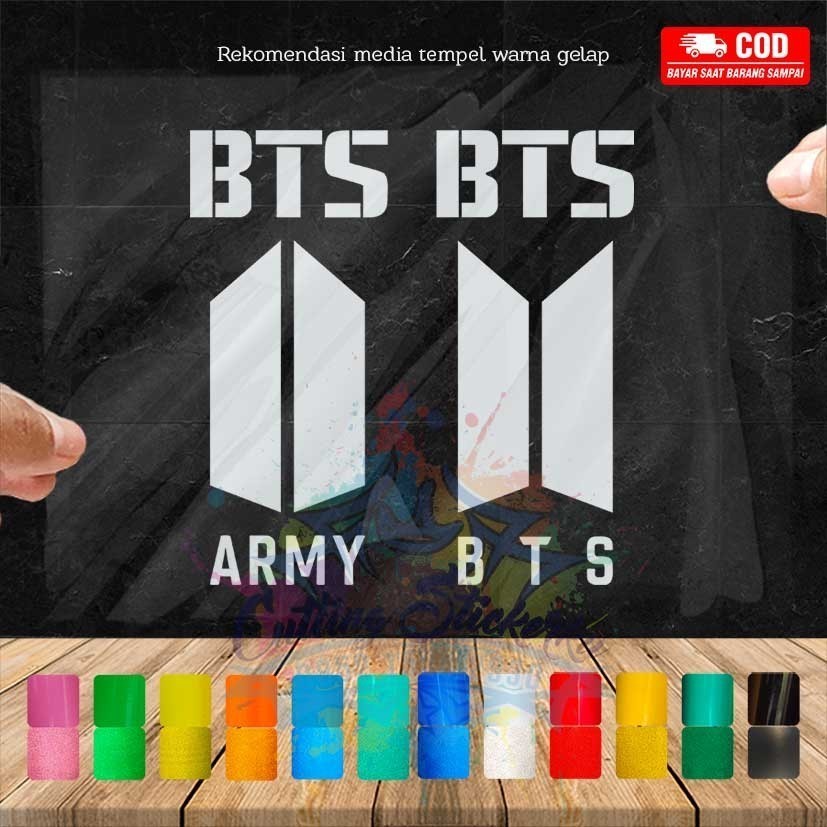 Cutting Stiker BTS Army Logo Variasi Motor Mobil Sticker Timbul Keren Nyala Dasbor Spakbor Visor Bod