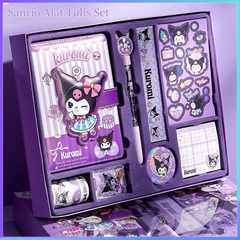 

【COD】Sanrio Diary book Alat Tulis Set Buku Stiker Pegangan diary garis PU Buku memo menulis jurnal kotak hadiah alat tulis