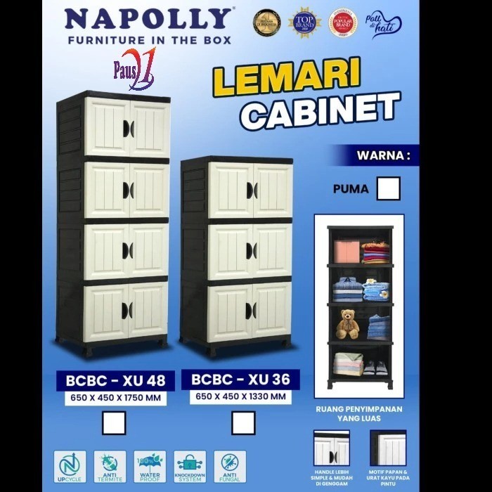 Napolly BCBC XU36 Puma & Napolly BCBC XU48 Puma | Lemari Plastik Napolly 3 Susun & 4 Susun BATAM