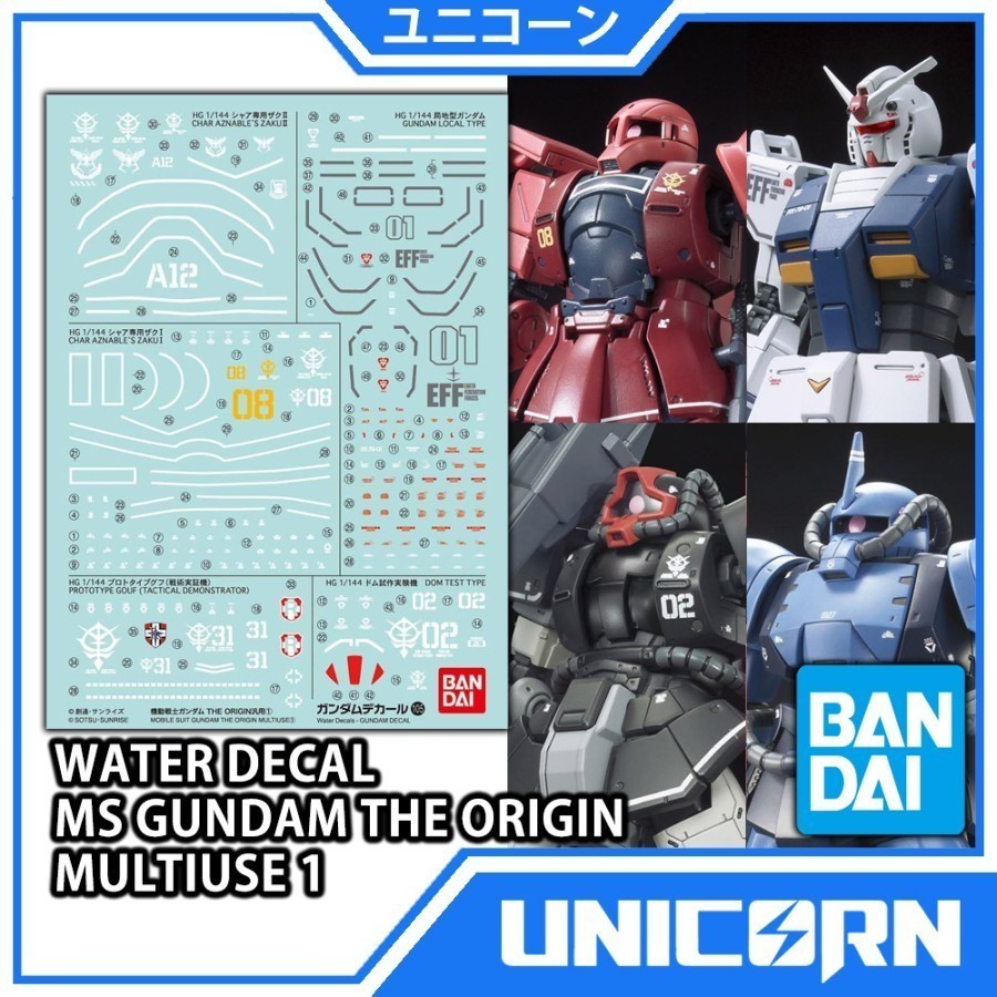 Water Decal 105 For HG Gundam The origin Series 1 [Gundam Local Type/Zaku II I Char's/Dom Test Type/