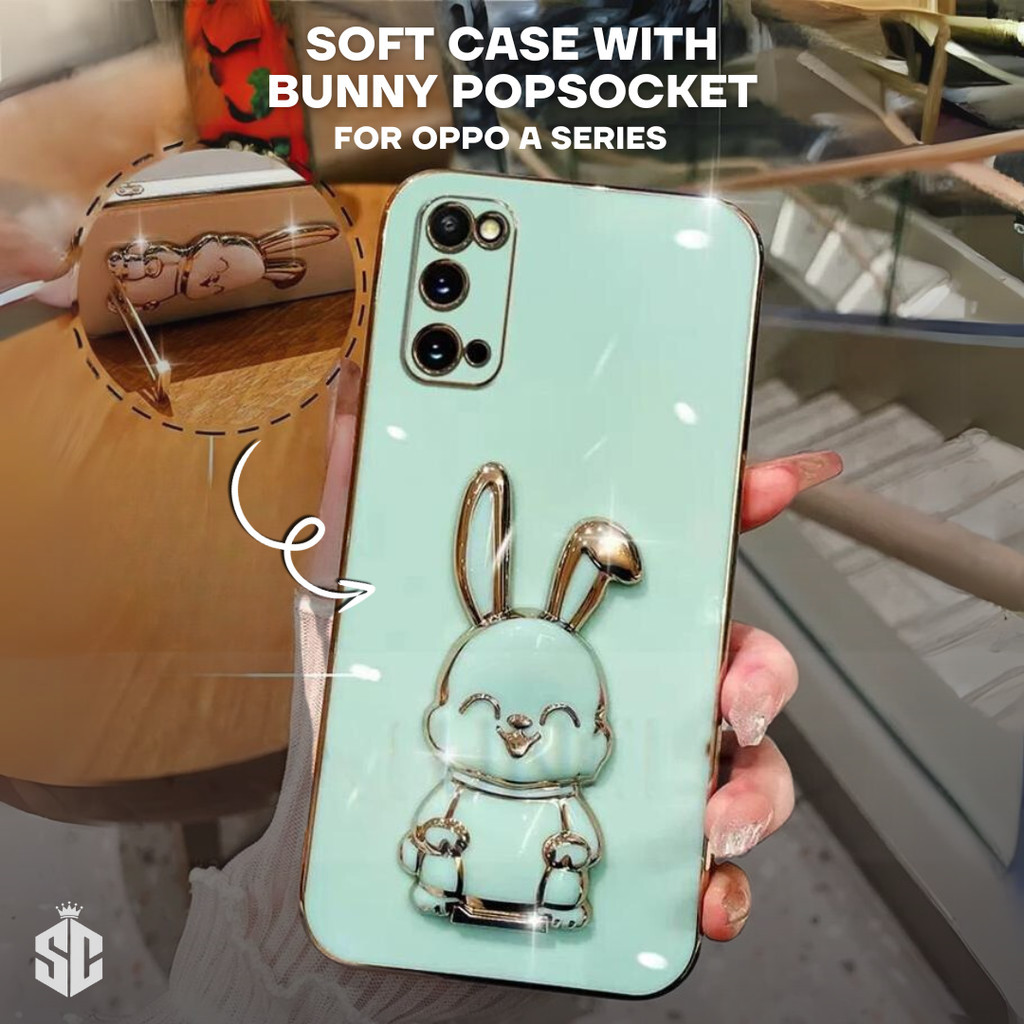 Soft Silicone Case TPU Bunny Casing for Oppo A16 / A17 / A38 / A54 / A55 / A57 5G / A58 5G Elegant P