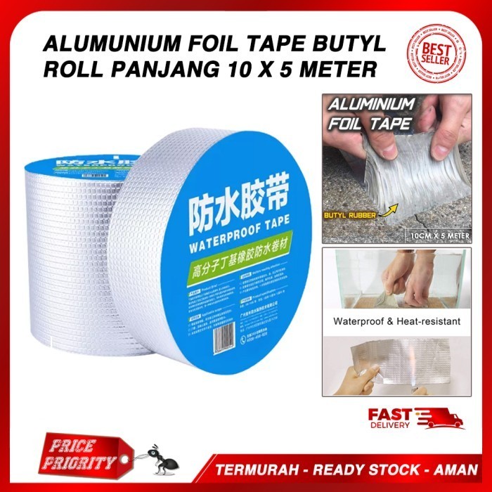 Alumunium Foil Tape Butyl Anti Air Panas Aluminium Lakban Lem Talang