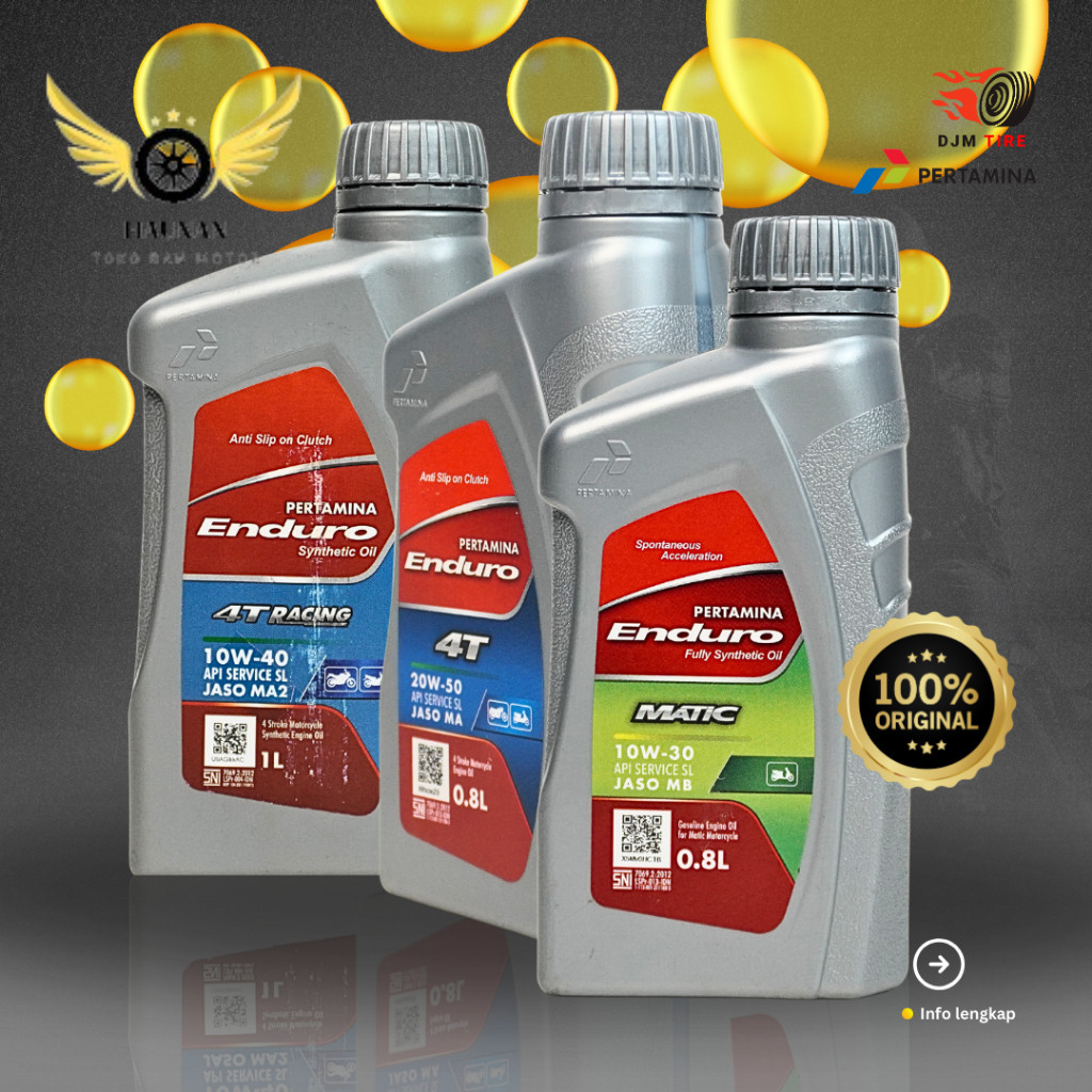 DJM Oli Original Pertamina Enduro Matic 0,8L, Enduro 4T 0,8L, Enduro 4T Racing Untuk Motor