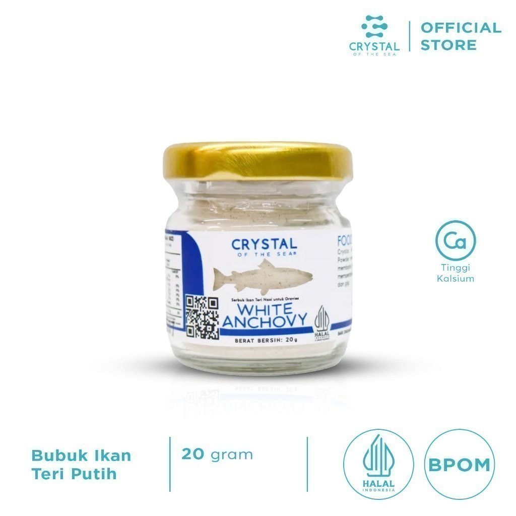 

CRYSTAL OF THE SEA White Anchovy Bubuk Ikan Teri Nasi Halal BPOM 20GR Serbuk Tabur Food Powder Whitebait 003