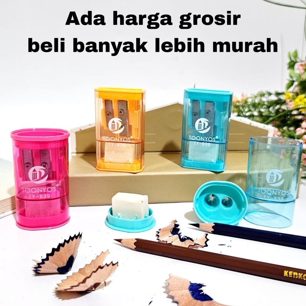 

MJ Peruncing + Penghapus 2 Lobang Besar/Rautan/Sharpener/Serutan