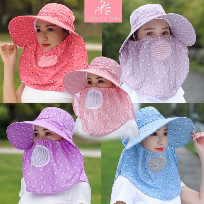 Topi Visor Lipat Wanita Anti UV Lebar,Topi Bunga penutup / Topi Pantai Cadar / TOPI WANITA / topi ma