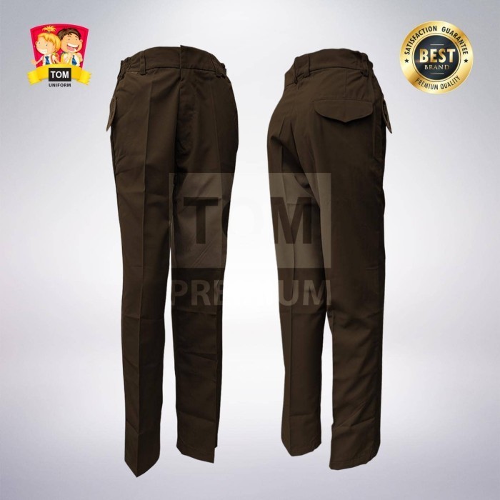 

⭐KUALITAS TERBAIK⭐ Seragam TOM Celana SMP/SMA Panjang Karet Coklat Pramuka No XS Murah