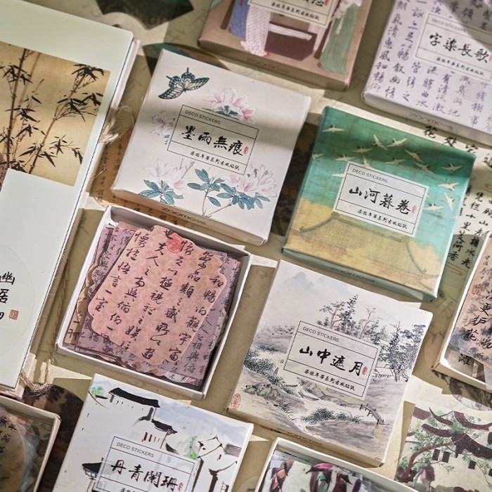 

80 Lembar/ Box Sticker Aesthetic Vintage Material Stiker JAPANESE COLLECTION Scrapbook DIY