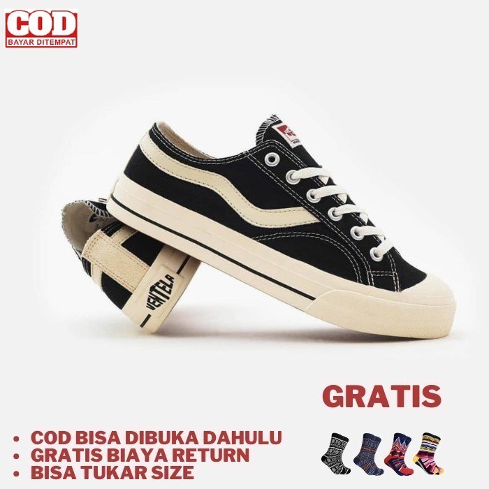 (Bonus Kaos Kaki Skate Oldschool) Sepatu Ventela Original 100% Sneakers Pria Vantela New Public Low 