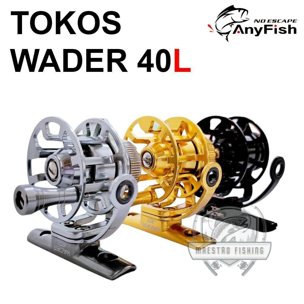 Tokos Anyfish Wader 40L Reel Kerekan Senar Pancing Handle Kiri Ukelan Buat Joran Tegek Mini Bahan Da