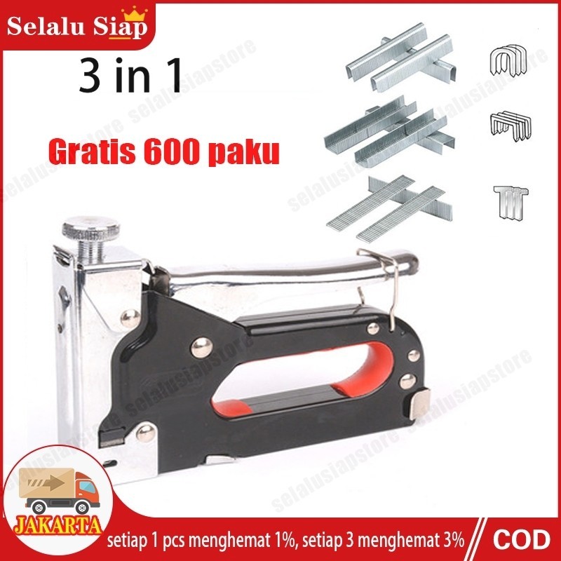 

Gratis 600 paku Staples Gun Tacker Mollar 3 in 1 / Staple Jok Tembak Hekter 3 Way Dapat 3 jenis paku/3 in 1 Staples Gun Tacker Mollar