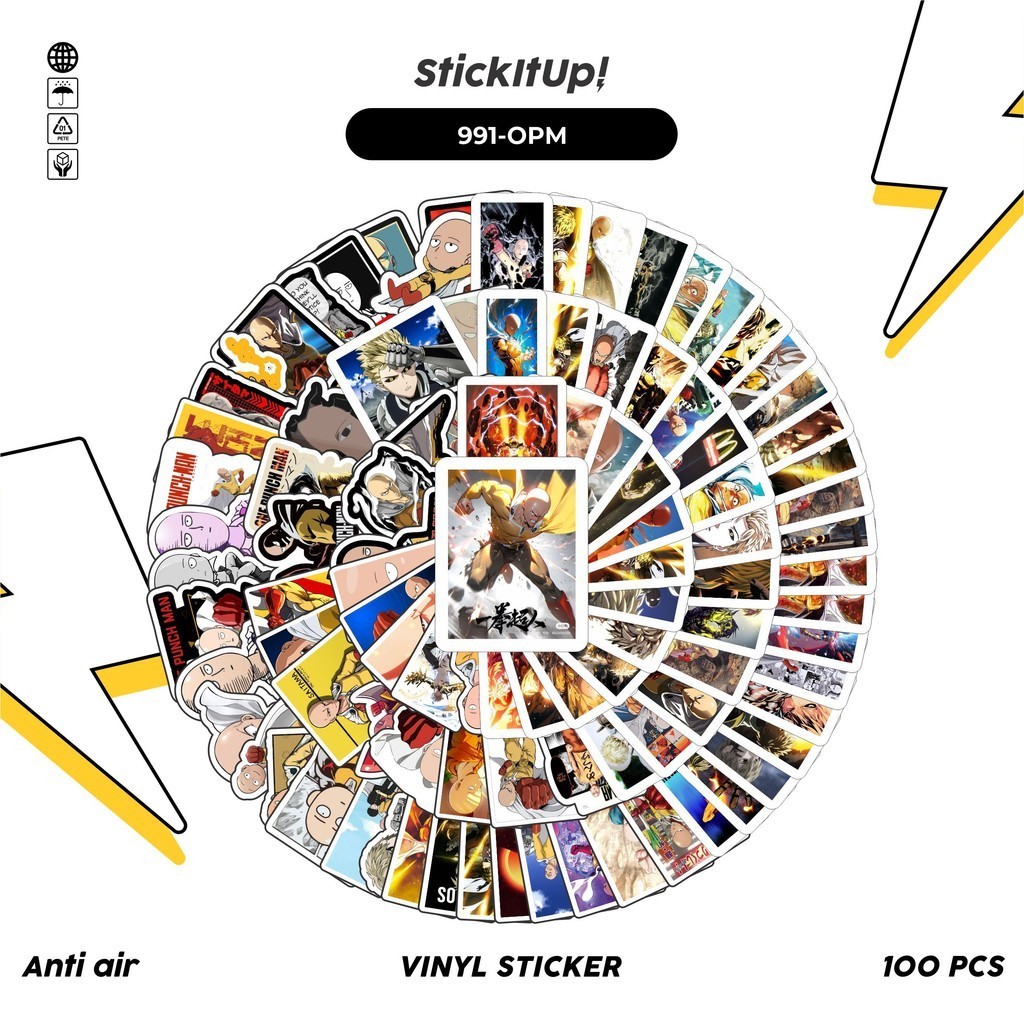 

COD✨ 100 Pcs Stiker Pack One Punch Man v2 Lucu Aesthetic Vynil Waterproof untuk Freebies Sticker Buku Journal Casing HP Laptop