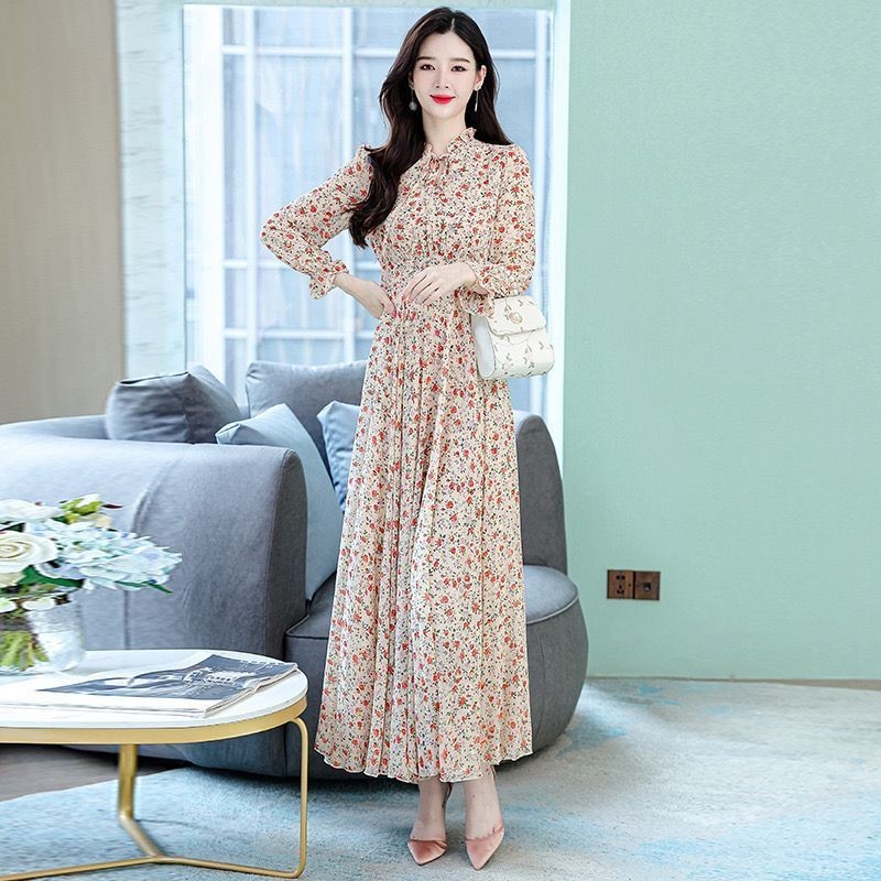 MAOMAO Sabiya Dress Poli Gamis Wanita Muslim Motif Bunga Gaun