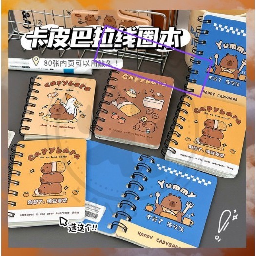 

Notebook Mini Ring A7 Buku Kecil Motif Capybara/Kapibara Catatan Scrapbook Mini Buku Notes Kecil Alat Tulis Sekolah 80 Lembar