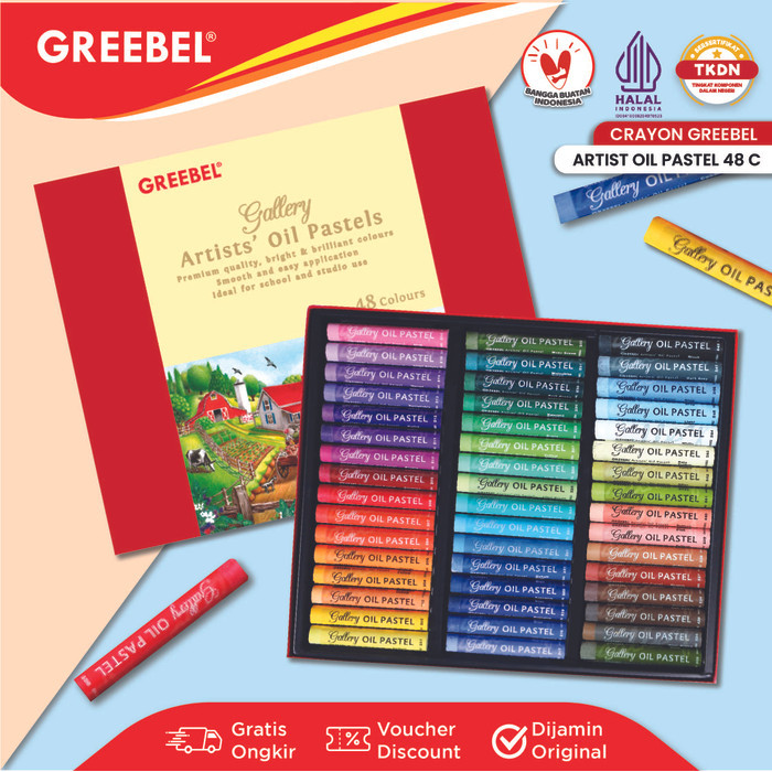 

GREEBEL Crayon Krayon ARTIST 48 Warna / ARTIST Oil Pastel 48 (AOP48) Mewarnai Professional Crayon Set