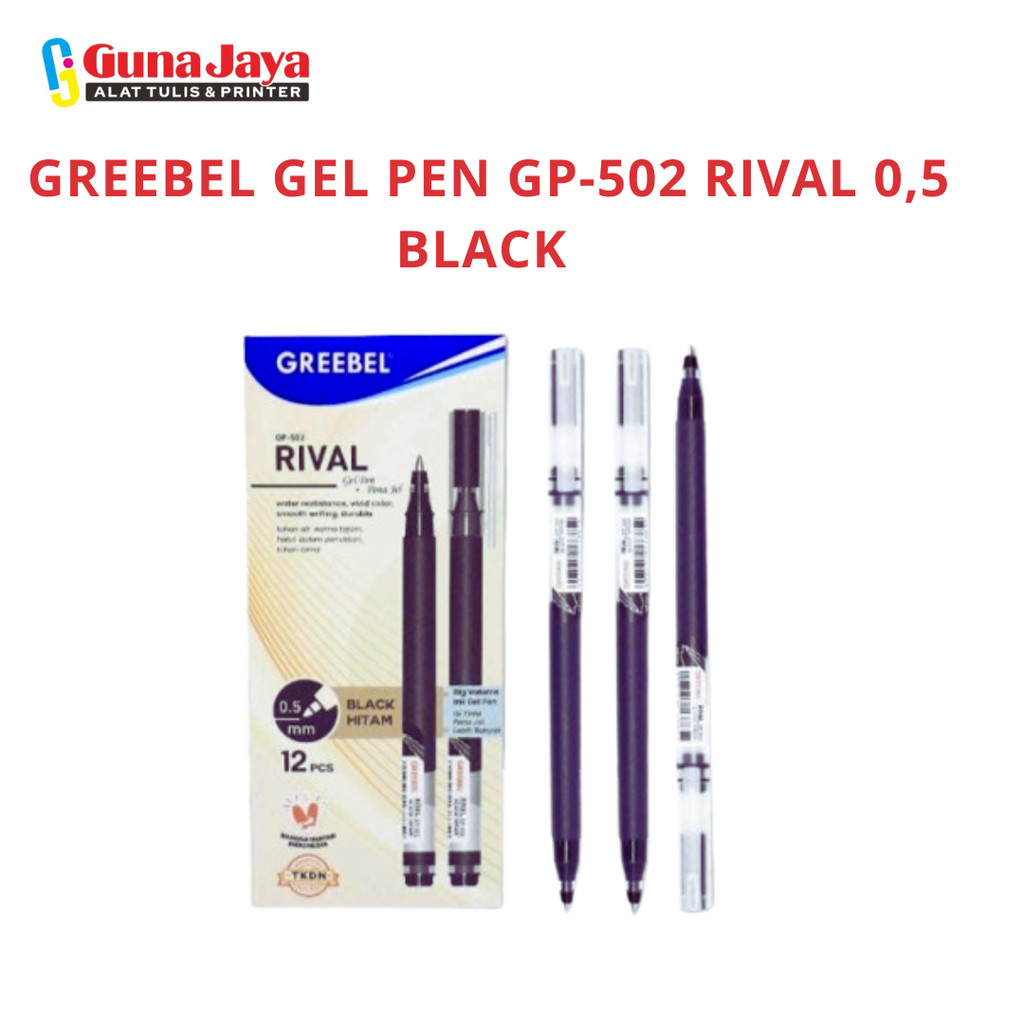 

GREEBEL PULPEN GEL / Gel Pen Rival GP-502 0.5 Hitam / Ballpen Gel Ballpoint Bolpen Bolpoin Pena Gel
