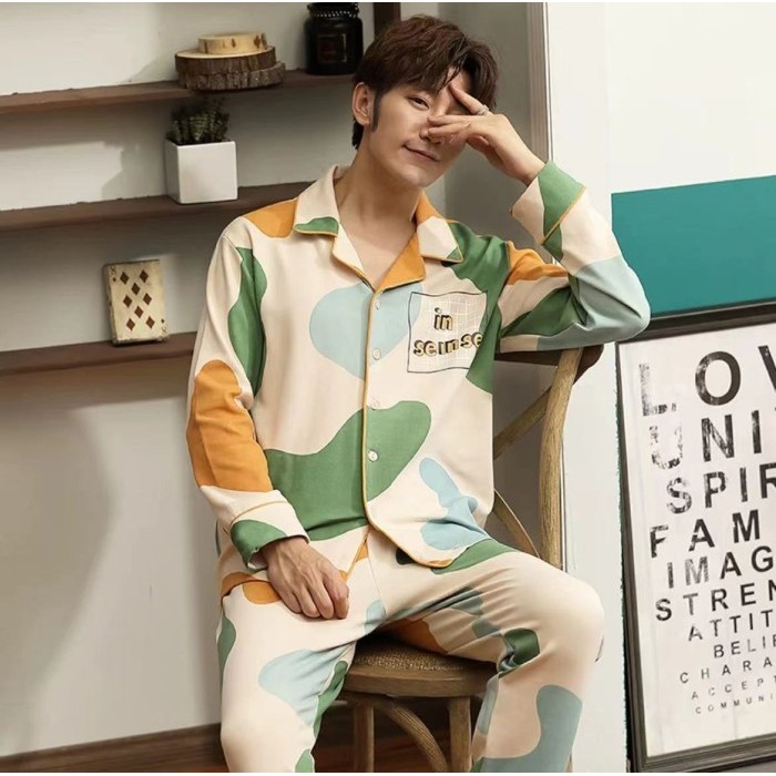 best -BAJU TIDUR PRIA DEWASA IMPORT PIYAMA COWOK REMAJA SET CELANA PANJANG - 1, L