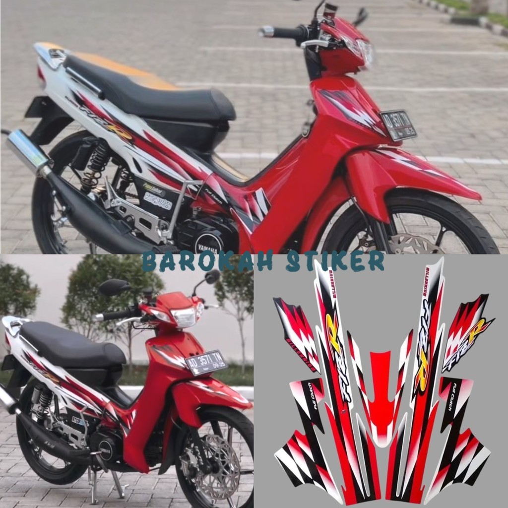 Striping stiker polet yamaha fizr f1zr fiz r milenium 2000 merah putih stiker kualitas terbaik