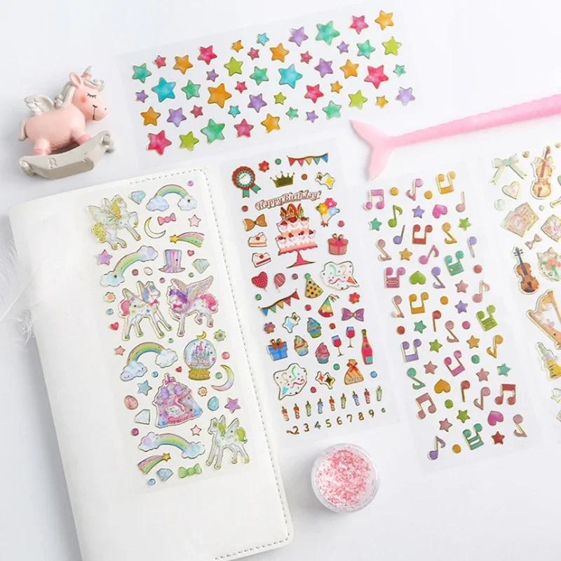 

1pcs/pack Hot Stamping Transparent Scrapbooking Decoration Diary Material Escolar Stickers