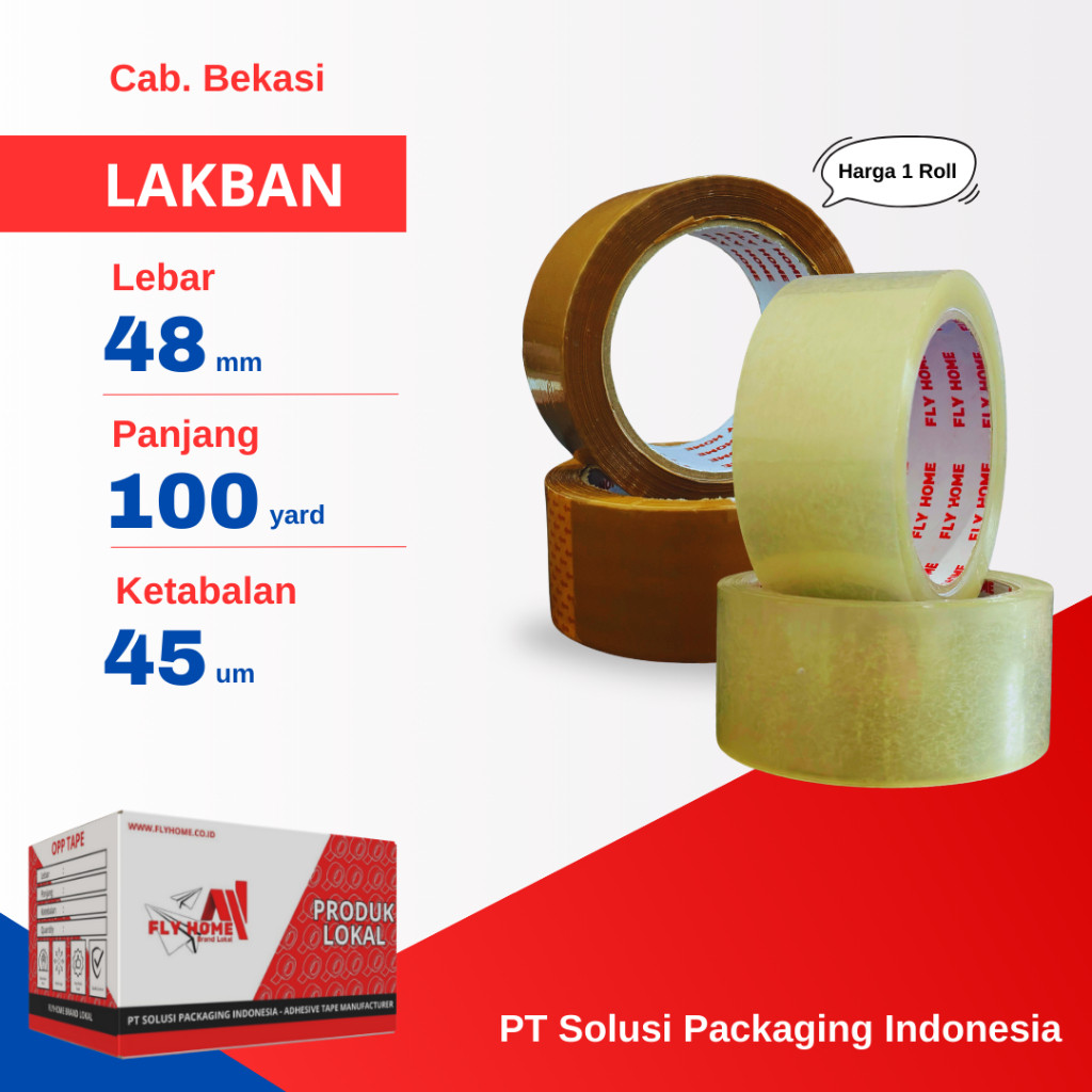 

FLYHOME 1Roll Lakban Bening Coklat 48x100Y 2inch 91METER 100 Yard